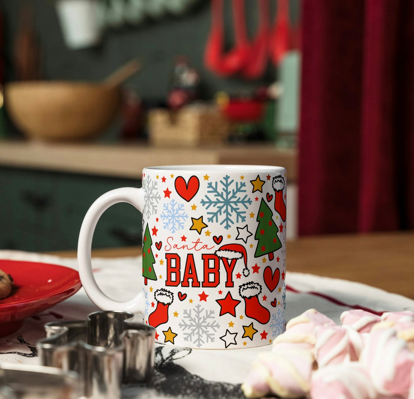 Red Santa Baby Christmas Mug