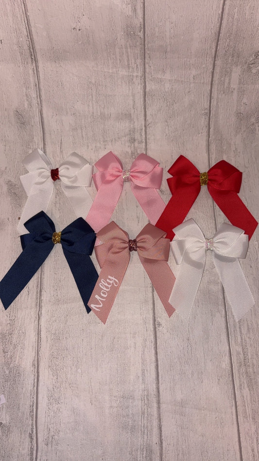 Personalised Glitter Centre Hair Bow - 4 Inch
