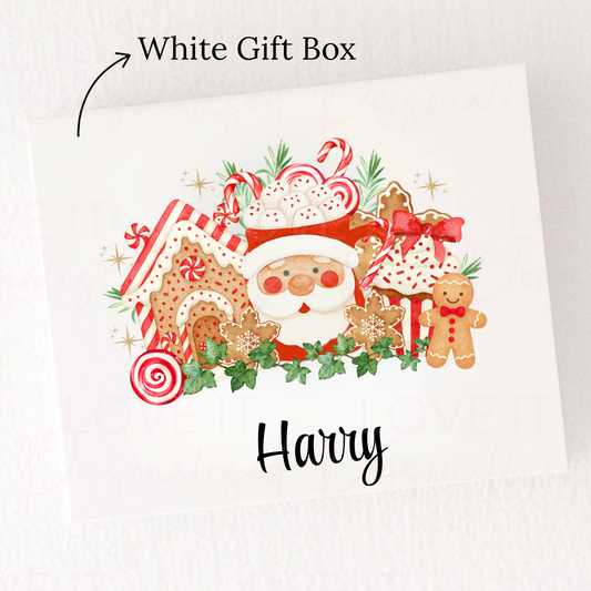 Personalised Christmas Eve Box - Pink/Red Gingerbread Bakery Design