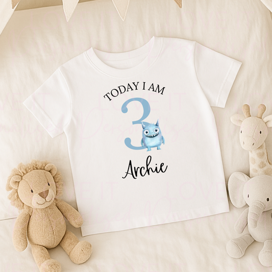 Personalised Monster Children's Birthday T-Shirt - 7 Colours