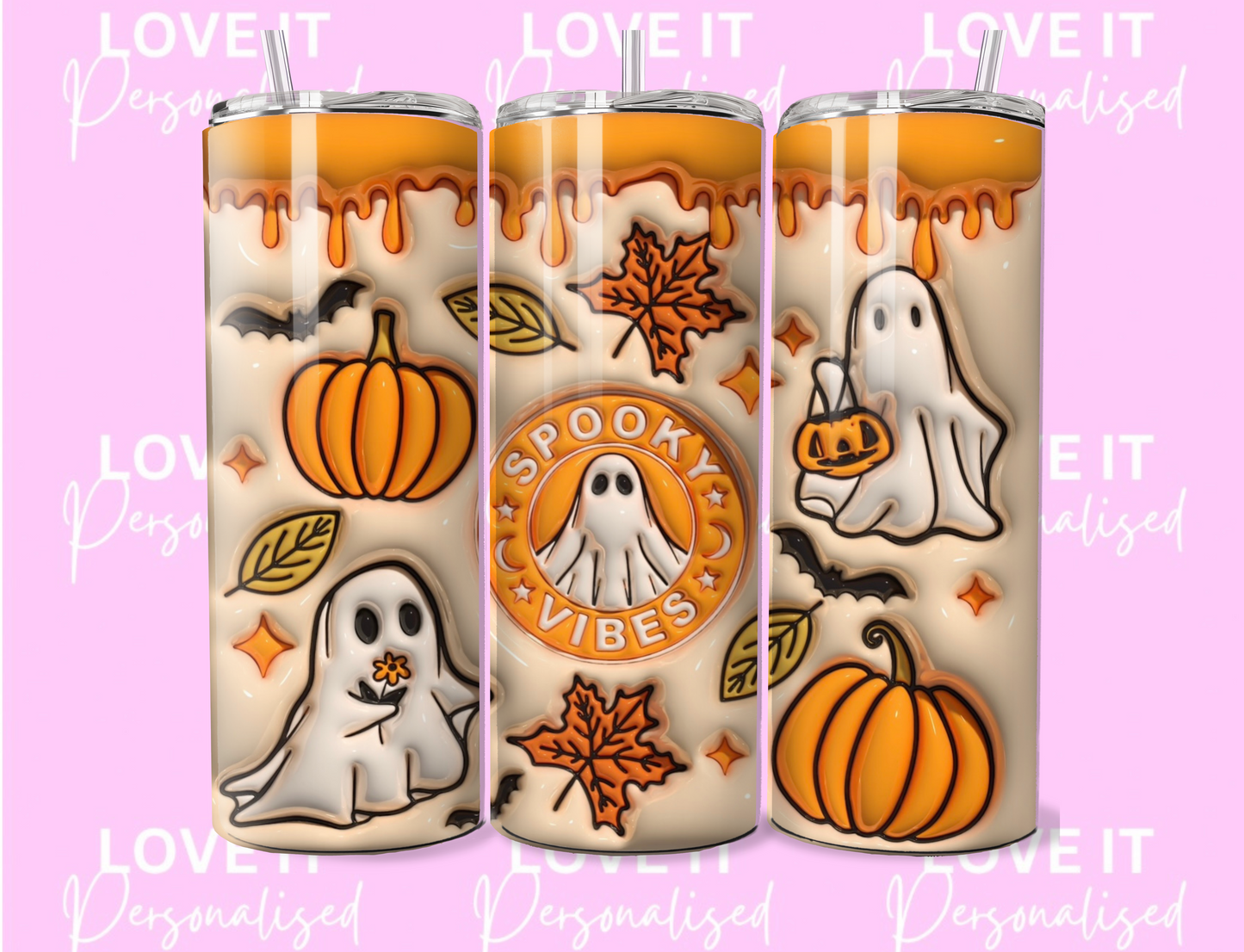 Orange 3D Spooky Vibes 20oz Tumbler