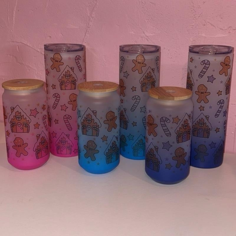 Gingerbread House Glass Libbey Can/Tumbler