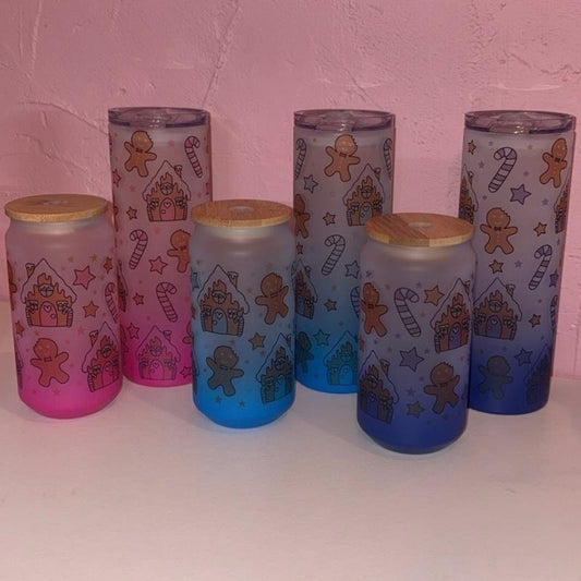 Gingerbread House Glass Libbey Can/Tumbler