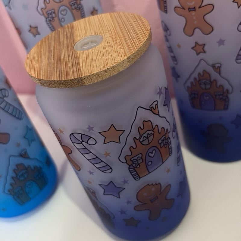 Gingerbread House Glass Libbey Can/Tumbler