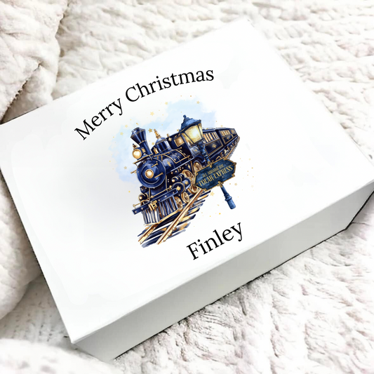 Personalised Christmas Eve Box - Pink Or Blue Train Design
