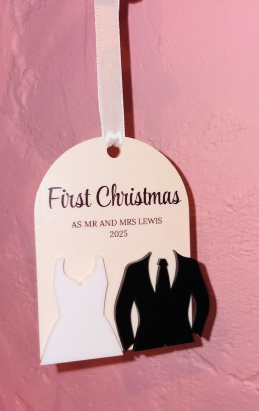‘First Christmas As’ Christmas Hanging Tree Decoration/Ornament