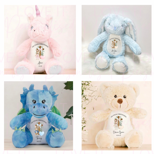 On Your Christening Day Teddy - Pink/Blue/Beige