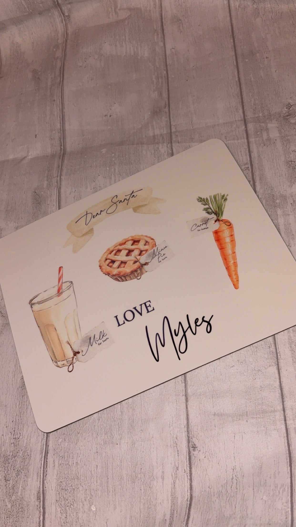 Personalised Santa Treat Board - Mince Pie Or Cookies
