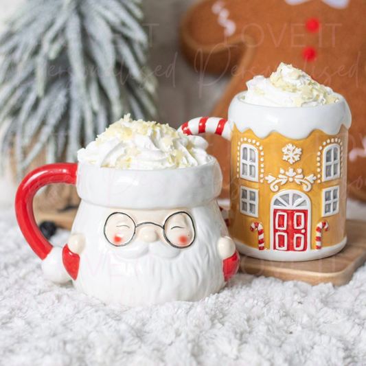 Candy Cane Gingerbread/Santa Claus Christmas Mug
