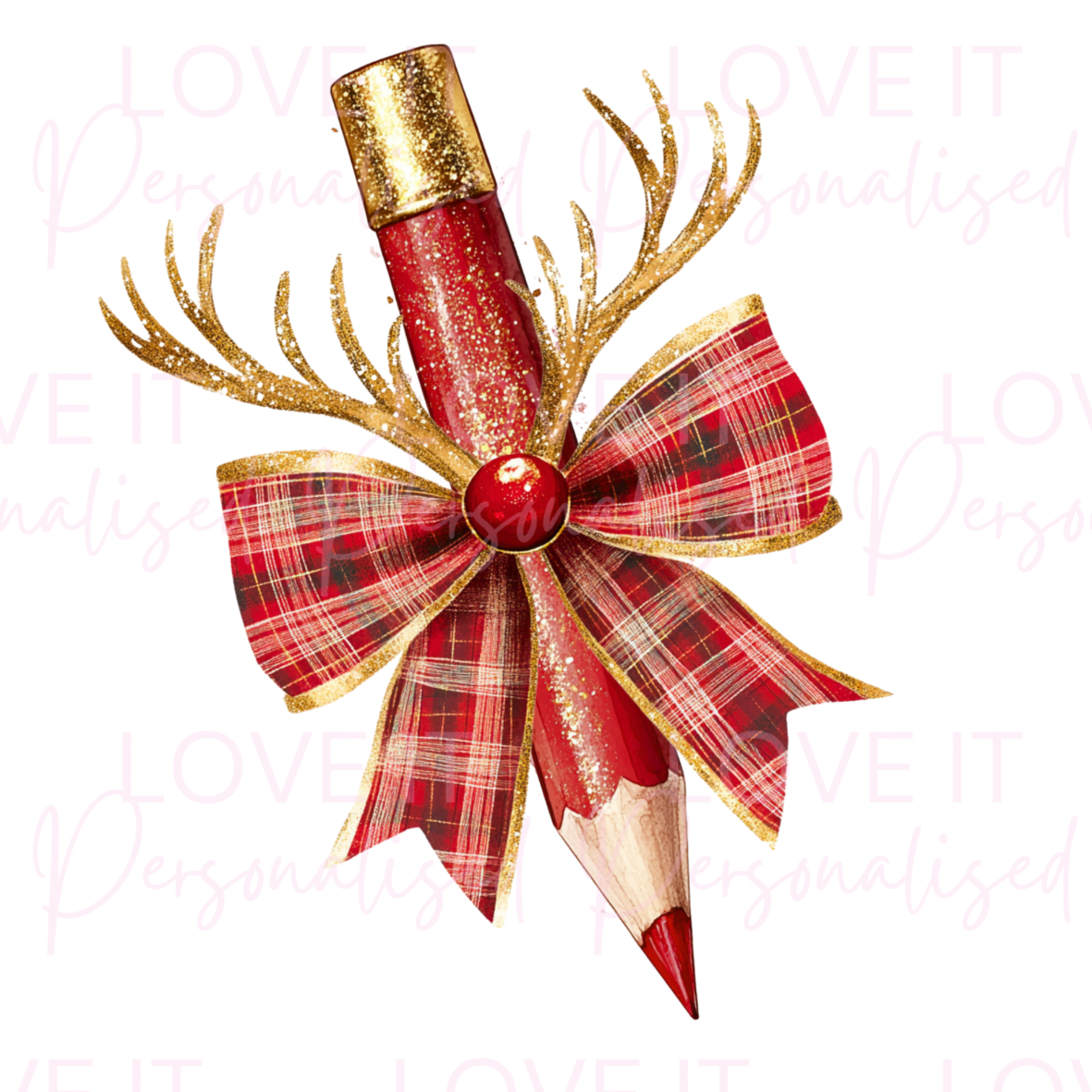 Personalised Christmas Pencil Bow Mug/Coaster