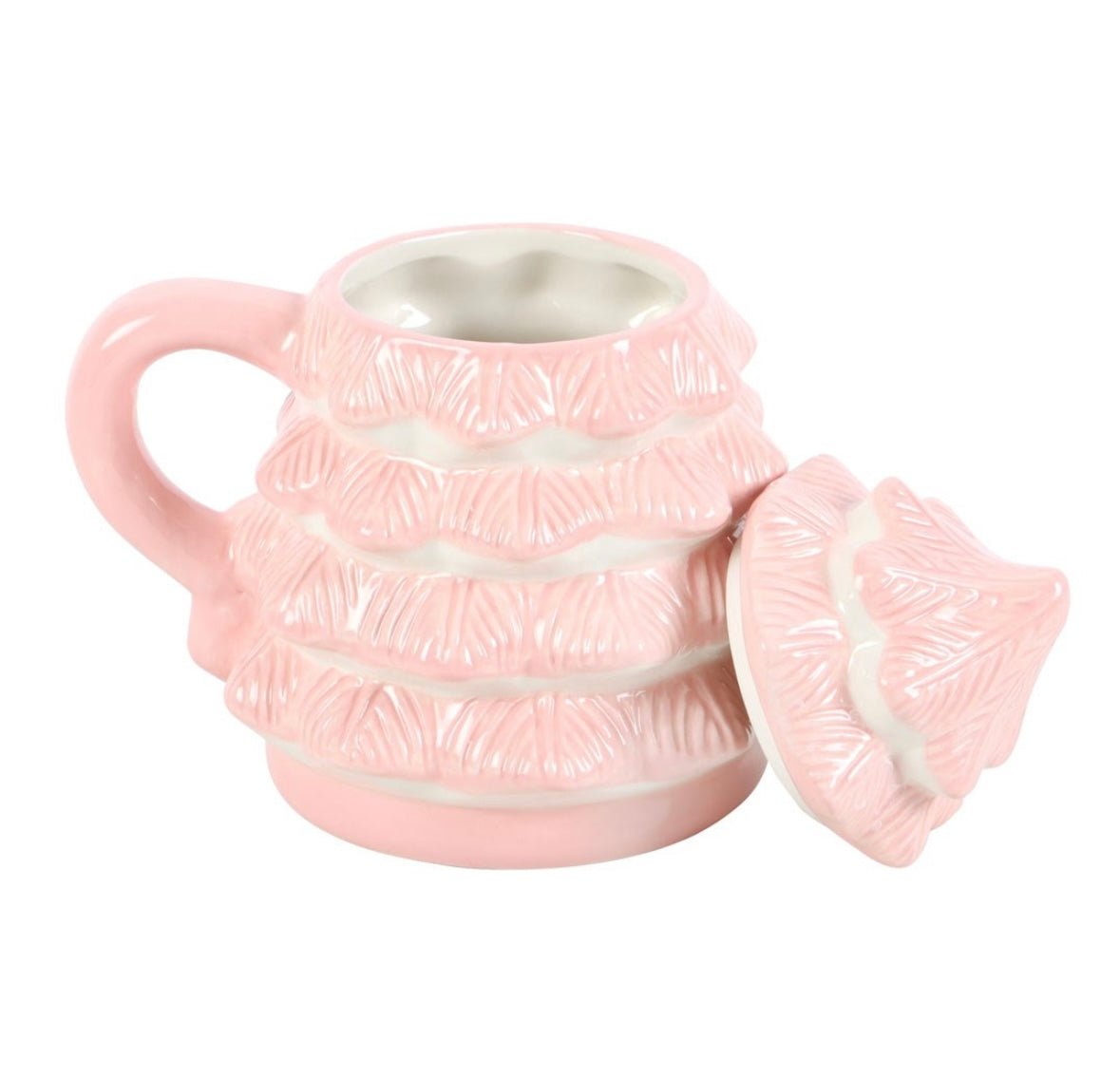 Pink Christmas Tree Shaped Mug With Lid