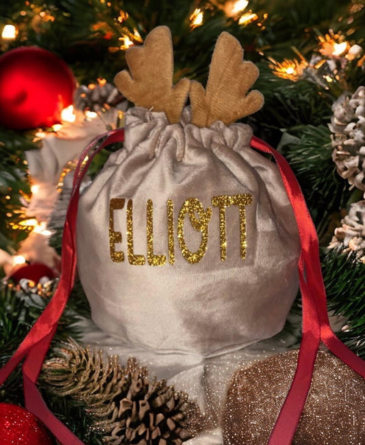 Personalised Christmas Reindeer Bag - Brown Antler