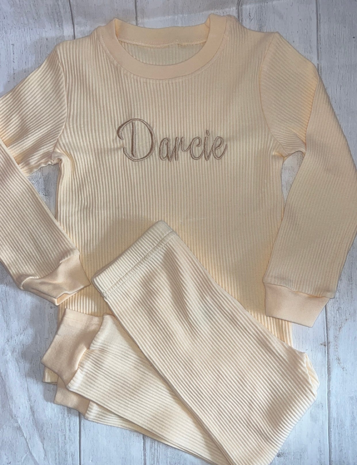 Embroidered Ribbed Children's Loungewear