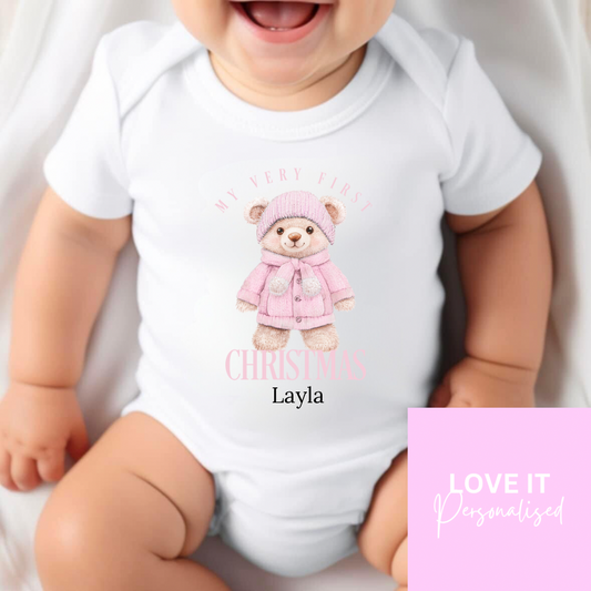 Personalised Christmas Bodysuit/Babygrow - 1st Christmas Bear Design