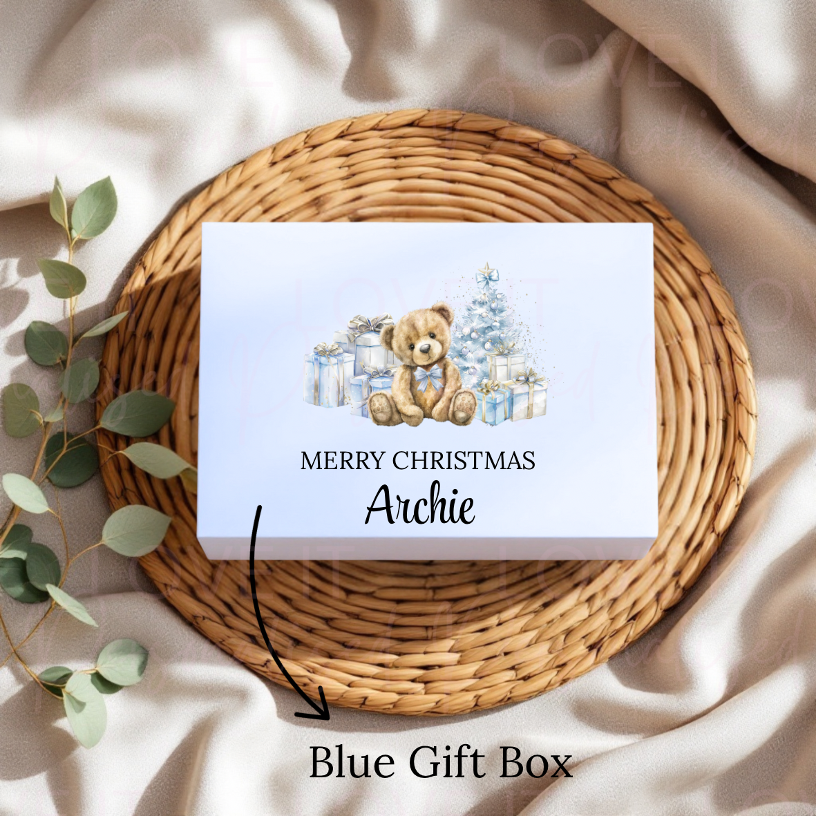 Personalised Christmas Eve Box - Pink Or Blue Bear Design
