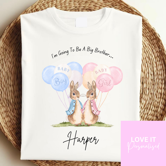 Personalised ‘I’m going to be a Big Brother’ T-Shirt - Rabbit Design