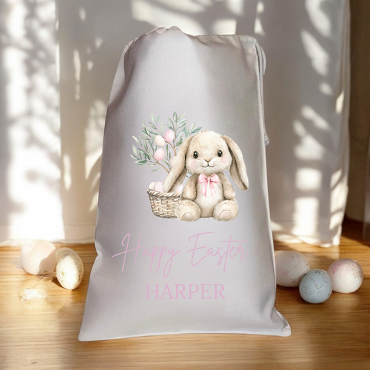 Personalised Easter Bag - Pink Rabbit Design