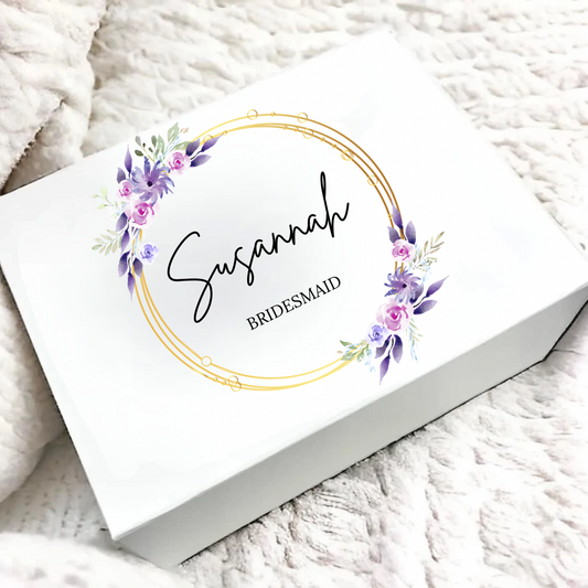 Personalised Purple Bridesmaid Magnetic Gift Box