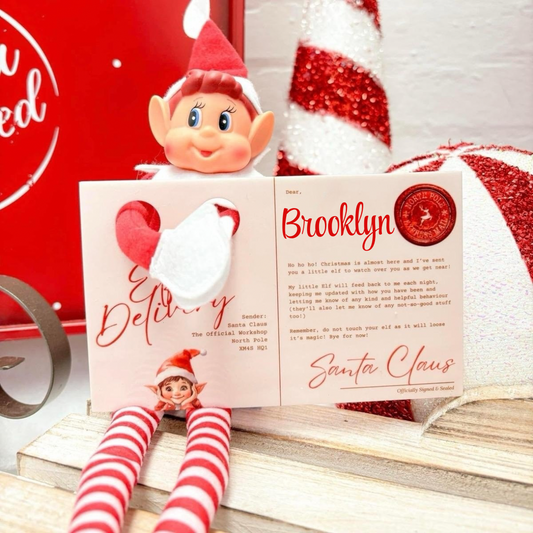 Personalised Elf Arrival Acrylic Postcard (elf not included)