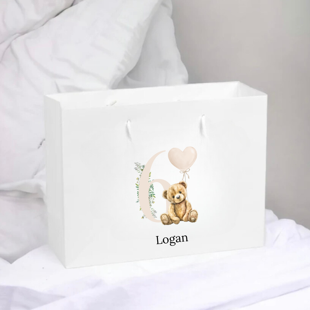 Personalised Birthday Gift Bag - Bear Number Design