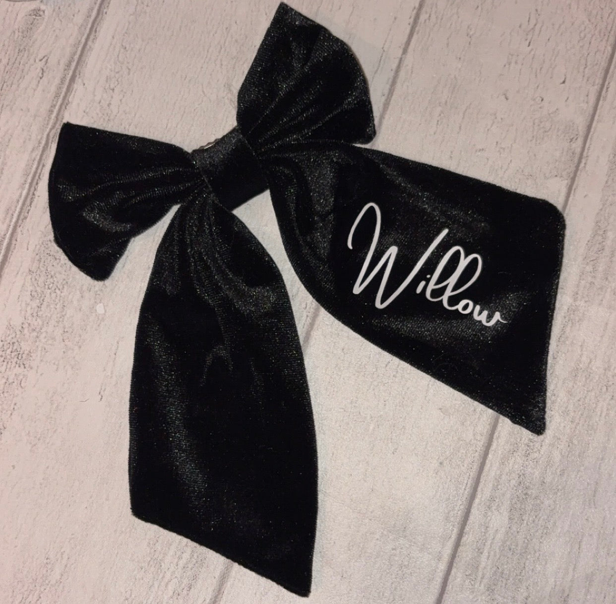 Personalised Large Velvet Hair Bow With Clip - 8 Colours