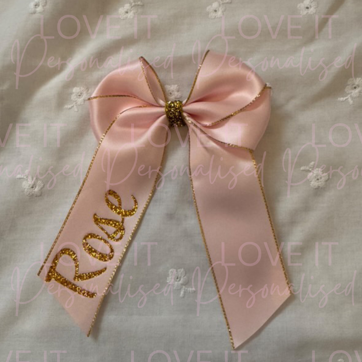 Personalised Glitter Hair Bow - 6 Inch