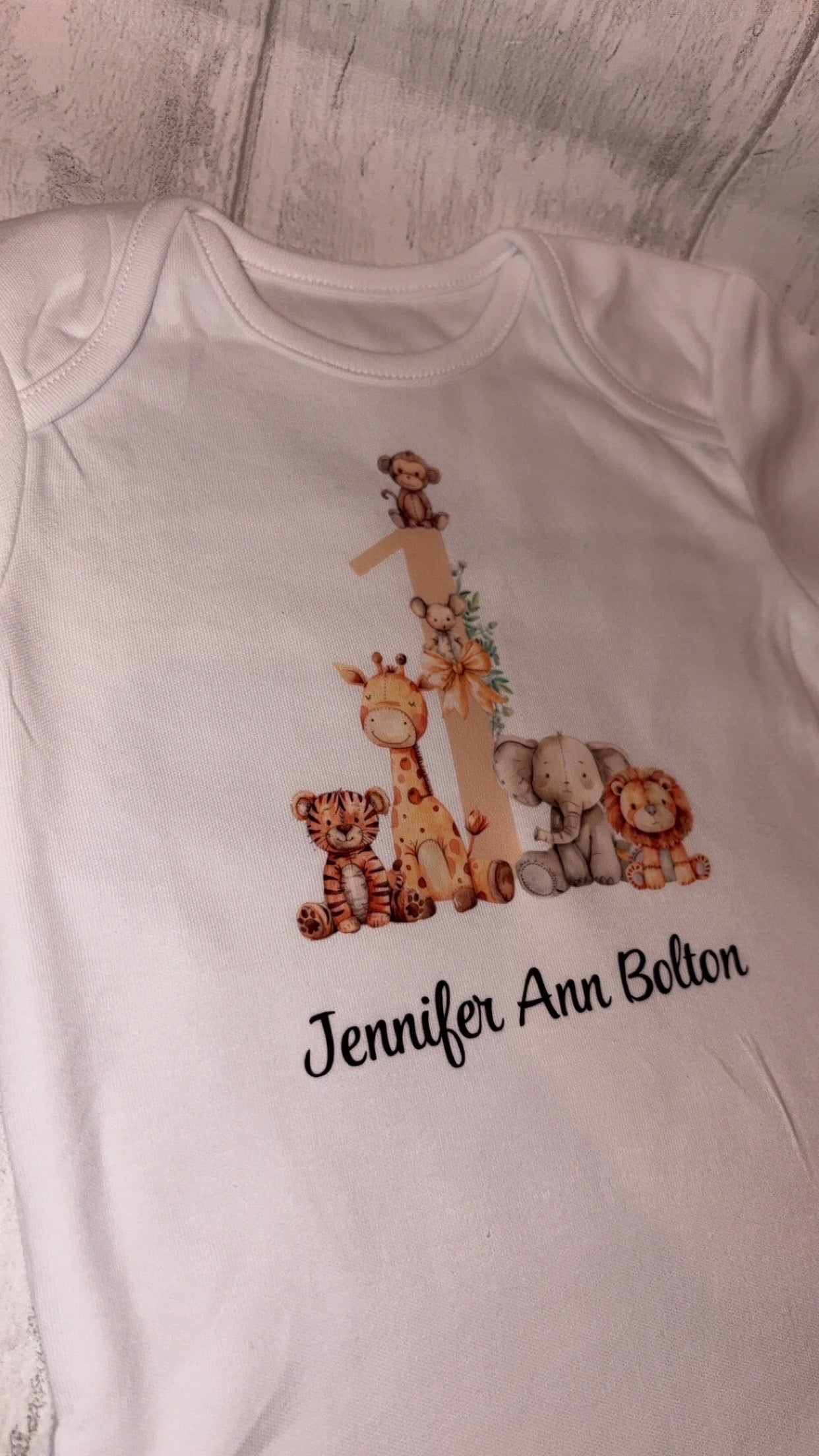 Personalised Birthday Safari Animal Outfit Baby Bodysuit/ Children's T-shirt