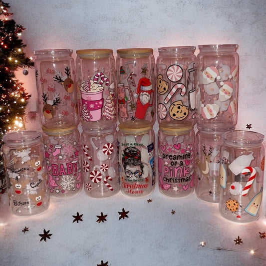 Christmas Designs 16oz Plastic/Glass Libbey Glass Can