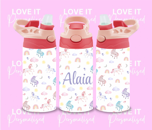 Personalised Unicorn 12oz Water Bottle