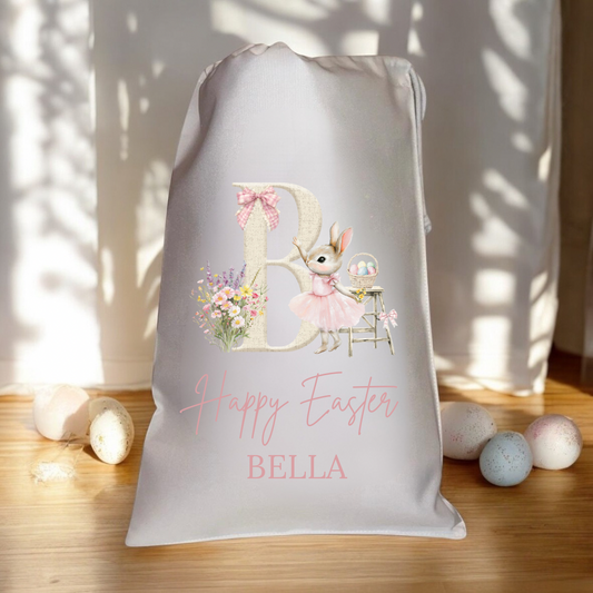 Personalised Easter Bag - Pink Rabbit Design