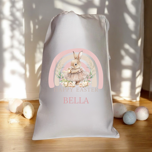 Personalised Easter Bag - Pink Rabbit Design