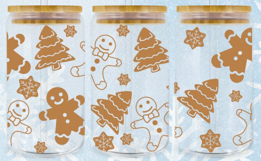 Christmas Designs 16oz Plastic/Glass Libbey Glass Can