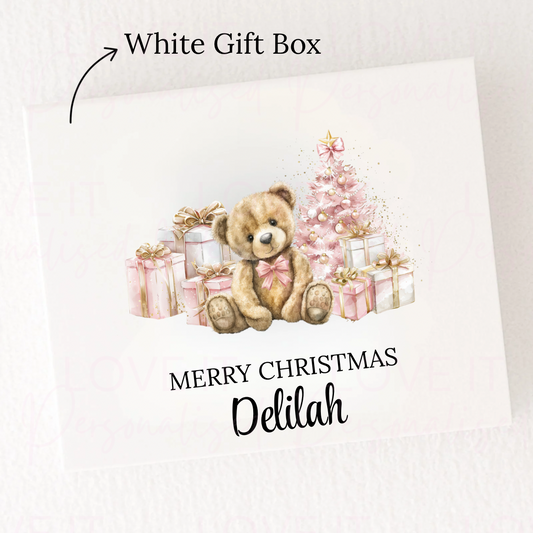 Personalised Christmas Eve Box - Pink Or Blue Bear Design