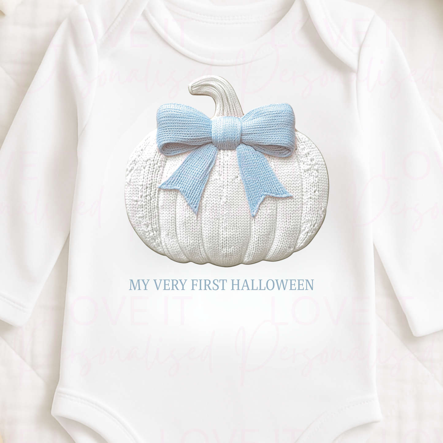 First Halloween Blue Knitted Effect Baby Bodysuit - Short/Long Sleeve