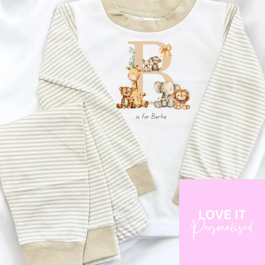 Personalised Initial Safari Pyjamas - Safari Design