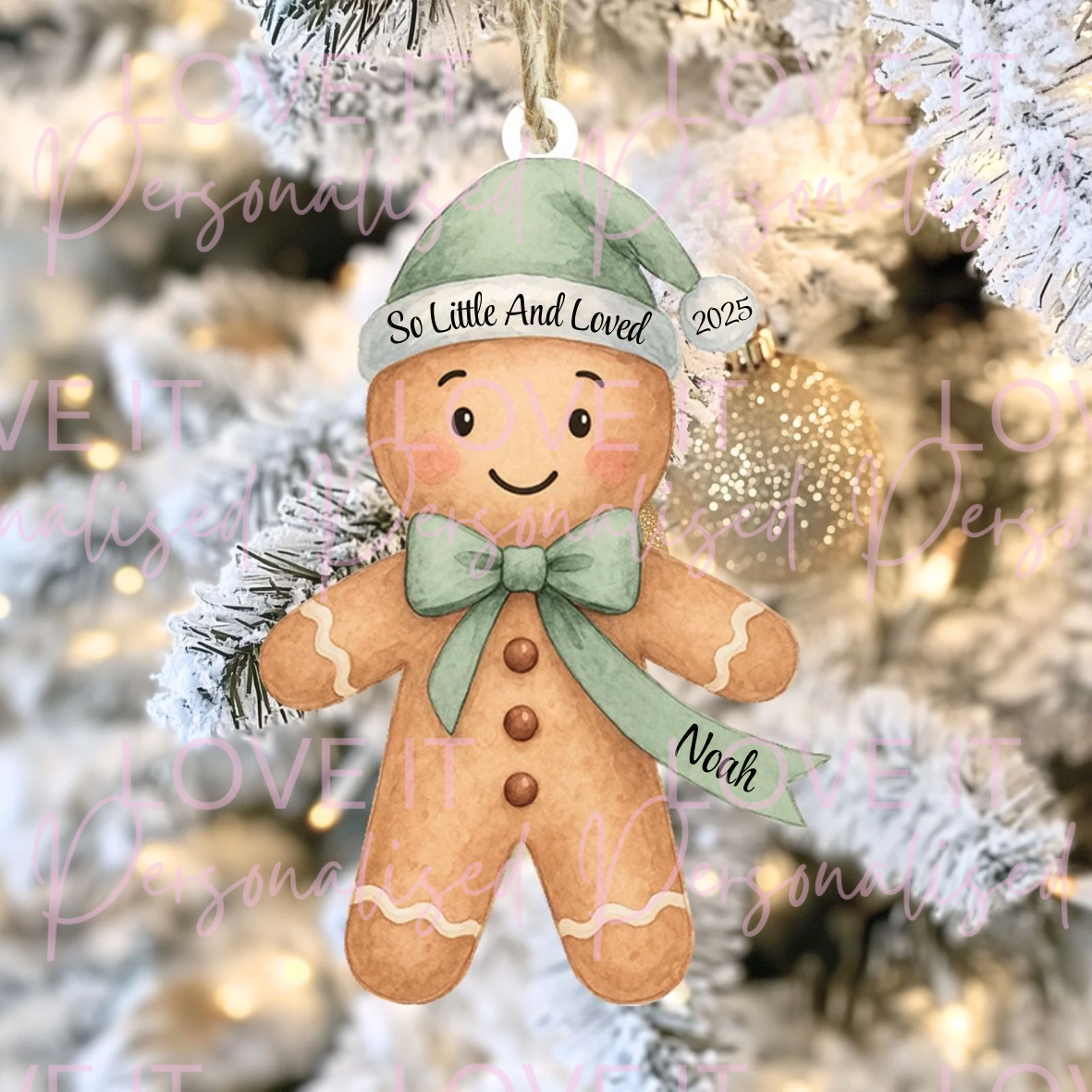 Personalised Custom Message Gingerbread Acrylic Tree Ornament - Multiple Colours