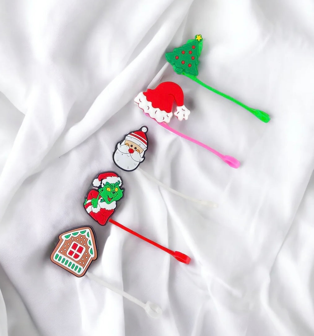Christmas Straw Topper- 5 Pack
