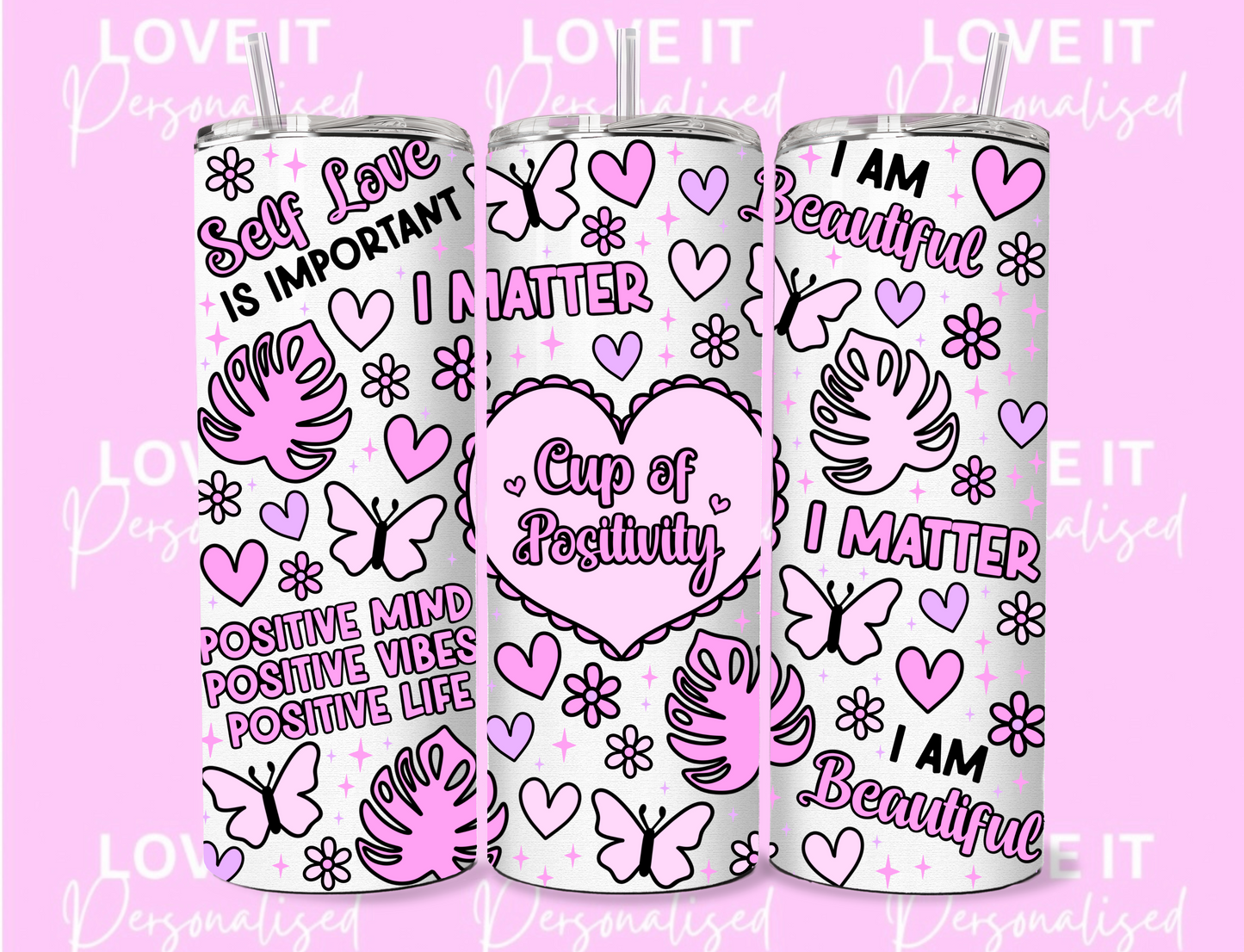 Pink Cup Of Positivity 20oz Tumbler