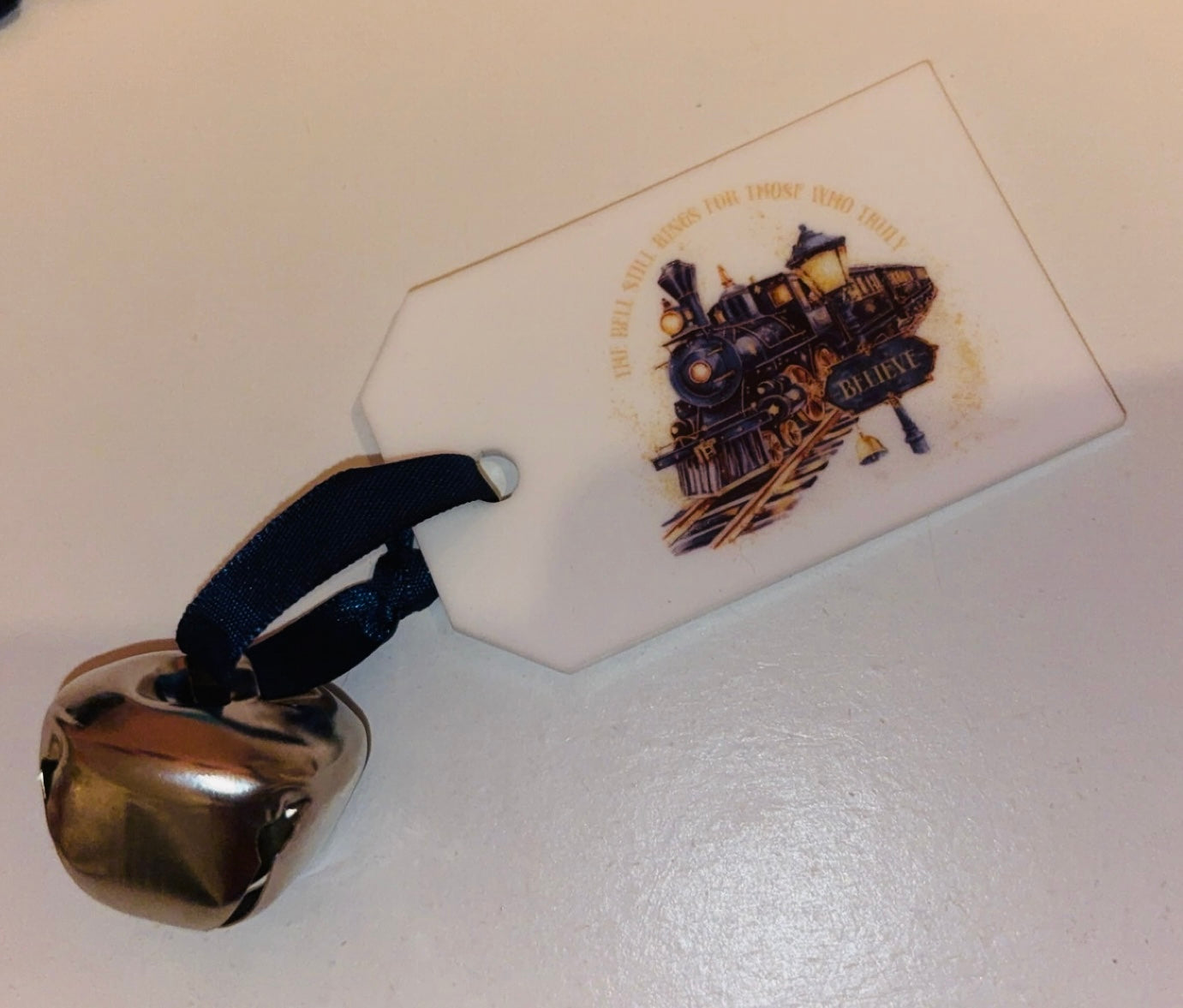 Christmas Magical Silver Bell With Acrylic Tag