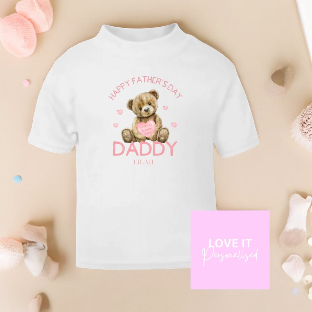 Personalised T-Shirt - Father’s Day Pink Bear Design