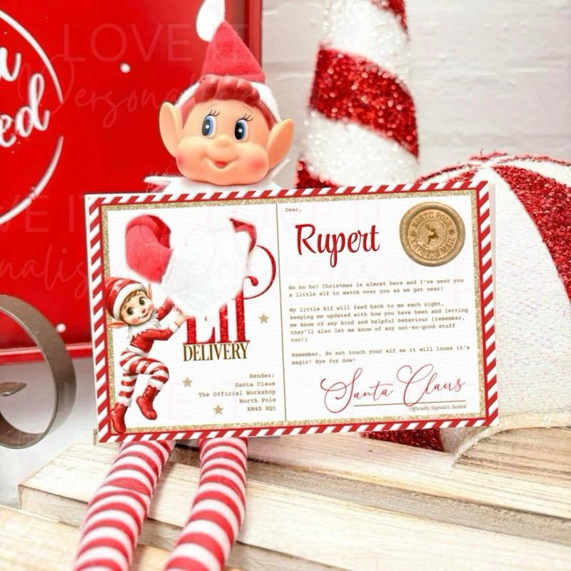 Personalised Elf Arrival Acrylic Postcard (elf not included)