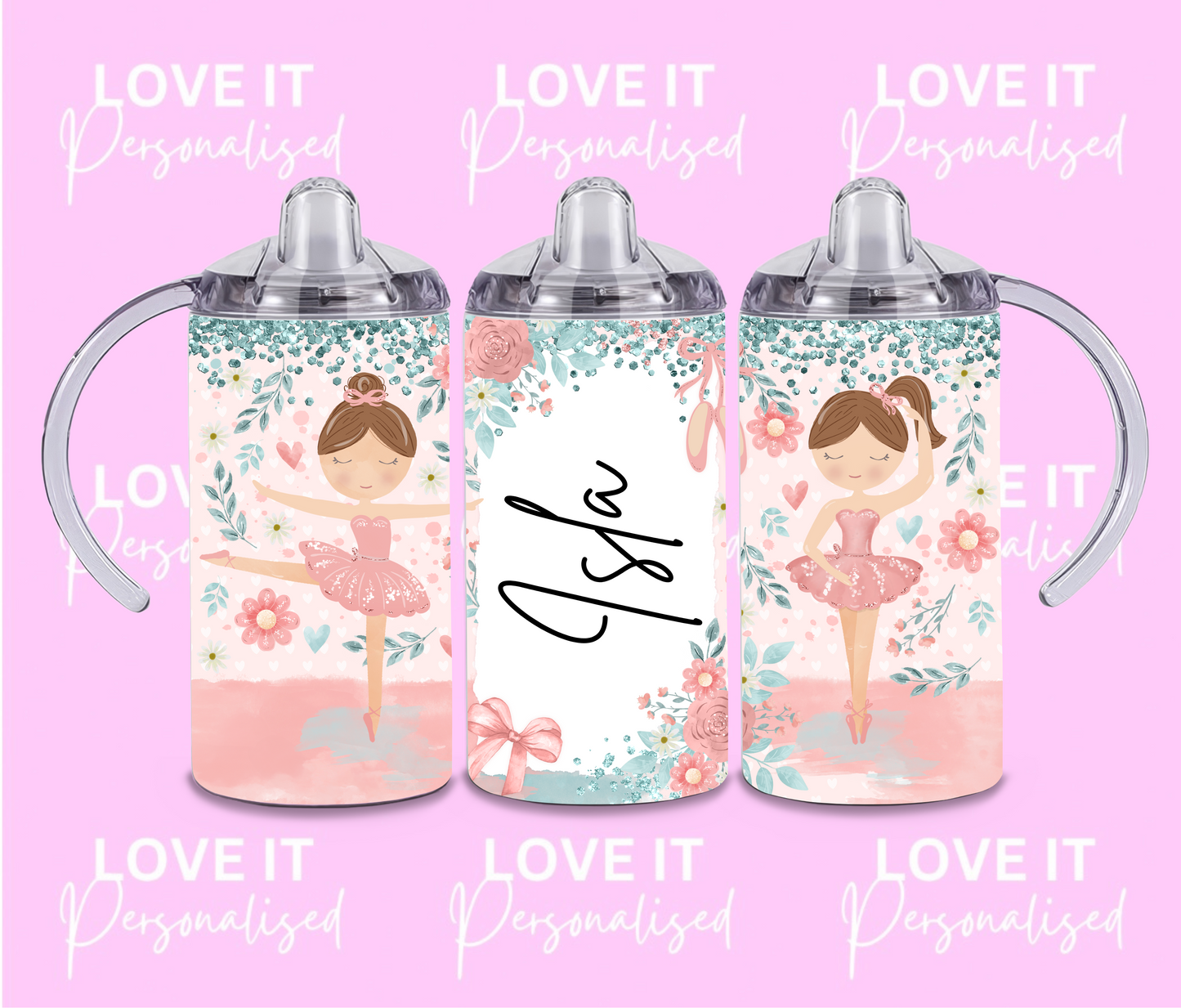 Personalised Ballerina Children's Sippy Cup (two lids)