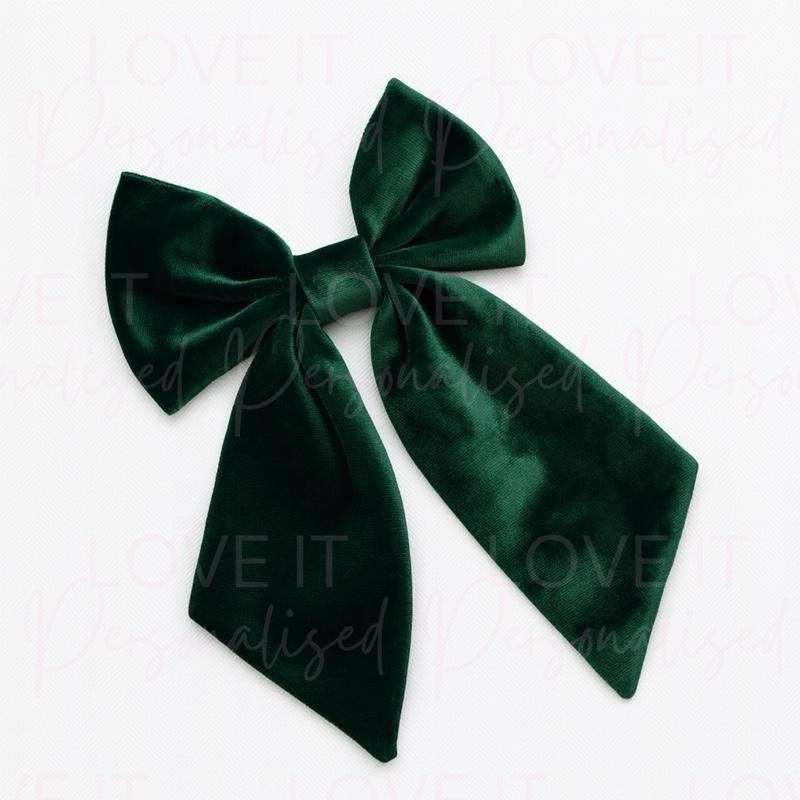 Personalised Large Velvet Hair Bow With Clip - 8 Colours