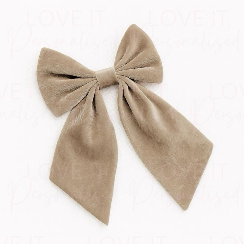 Personalised Large Velvet Hair Bow With Clip - 8 Colours