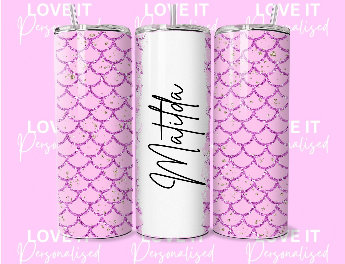 Personalised Pink Mermaid 20oz Tumbler