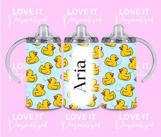 Personalised Children's Duck Sippy Cup (two lids)