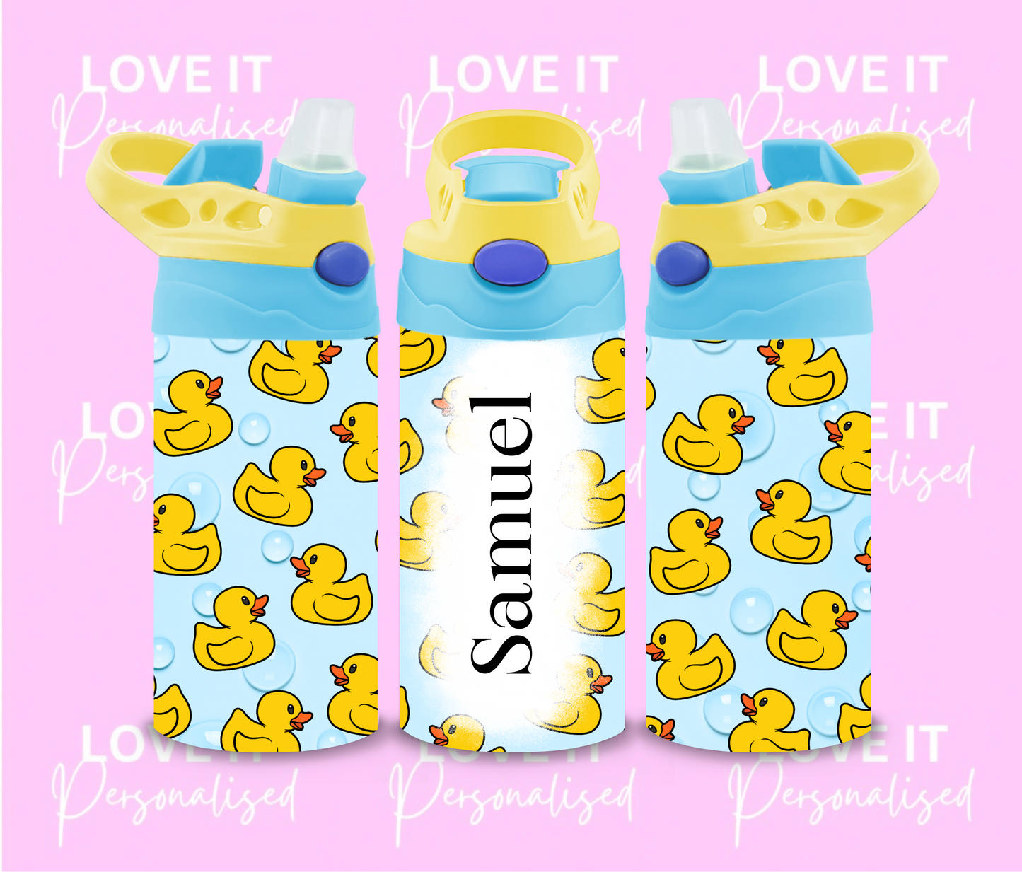 Personalised Duck Design Water Bottle (different lid colours)