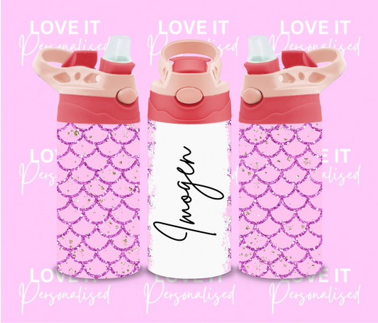 Personalised Pink Mermaid Children’s Water Bottle