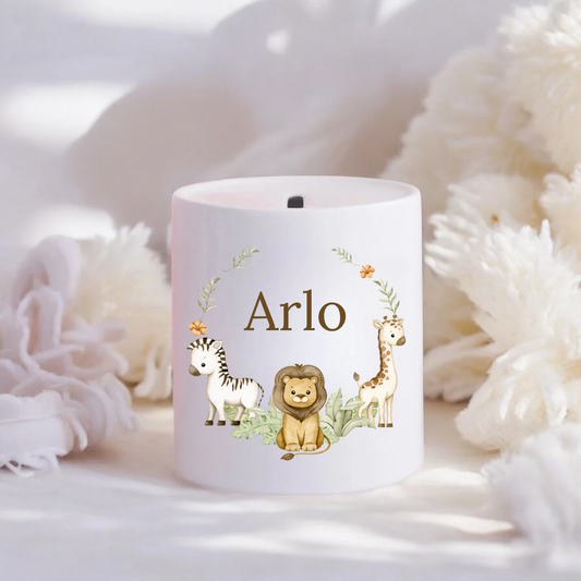 Personalised Safari Wreath Money Box