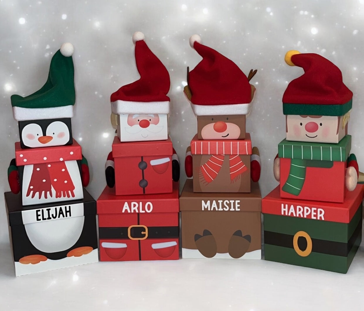 Personalised Christmas 3 Tier Stacking Gift Boxes